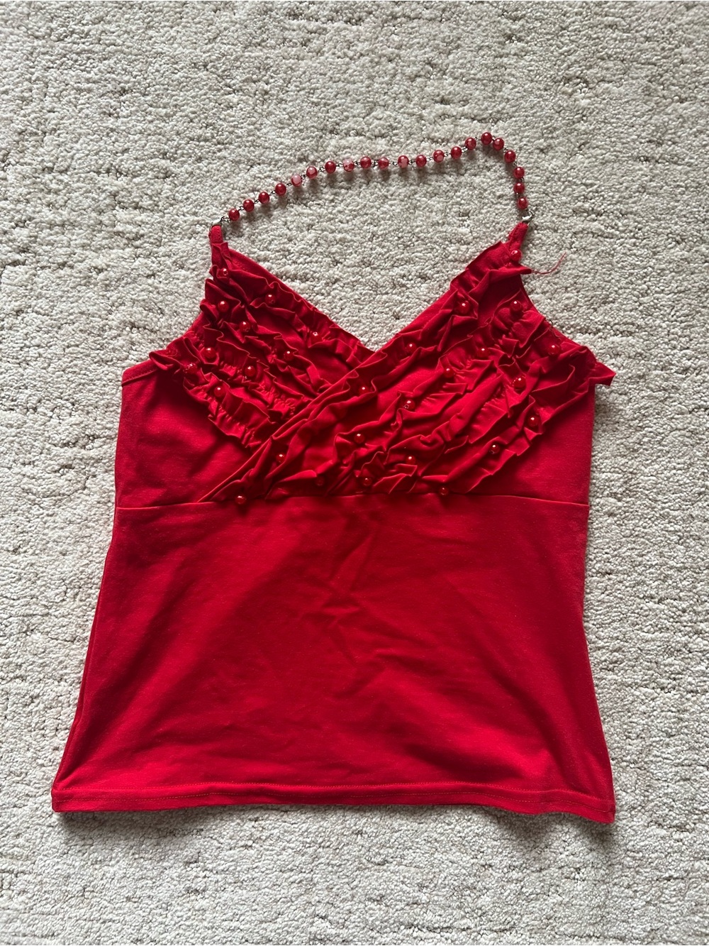 Beaded Red Halter-top